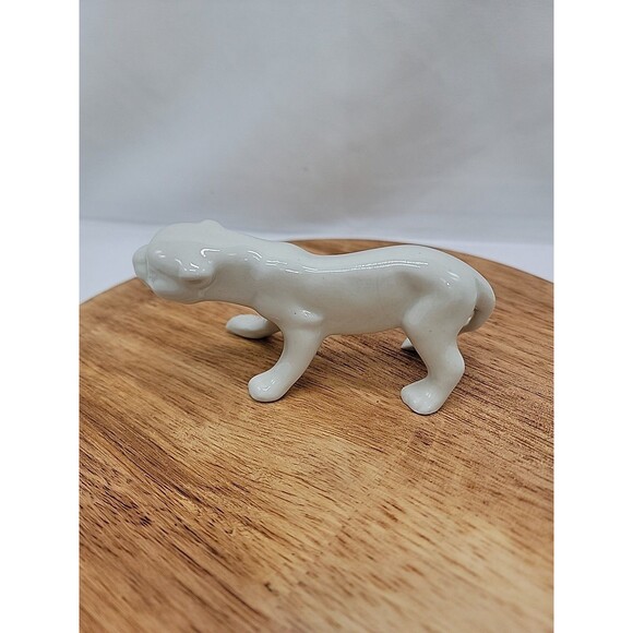 Ceramic White Jaguar Panther Figurine 2.25"×4.5 - Picture 3 of 7